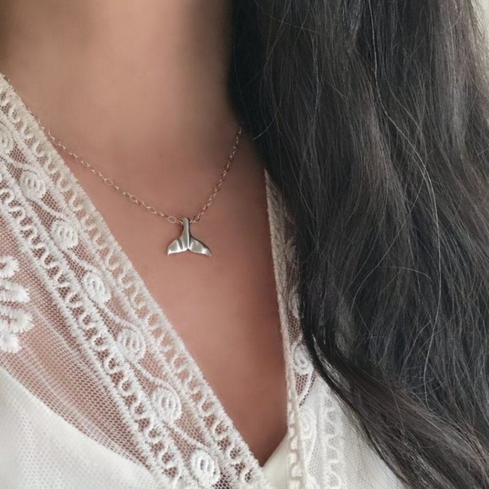 Sterling Silver Mermaid Tail Necklace Mermaidcore - 18 Inch Chain